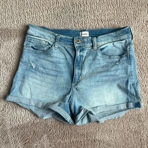 Sneak Peek Light Blue Denim Roll-Hem Women's Shorts